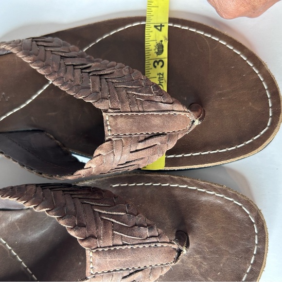 Men’s COLE HAAN Braided Brown Genuine Leather Thong Flip Flops Sandals Sz 9M - Picture 12 of 13